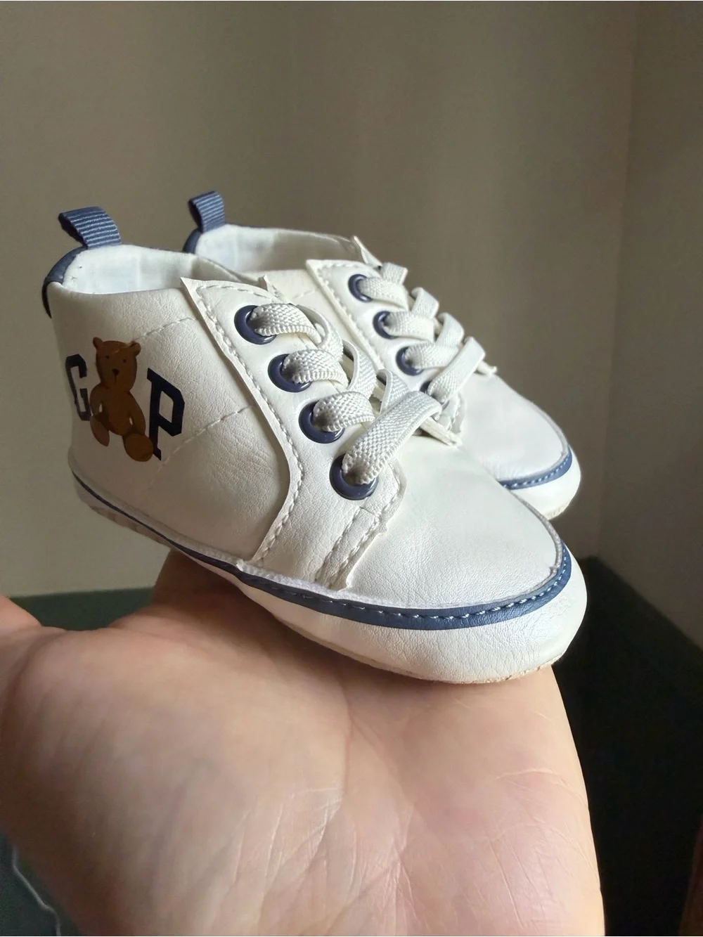 White Teddy Accent Kids Lace-Up Shoes baby gap